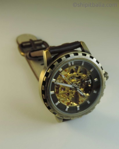 Brass Skeleton Watch Brown