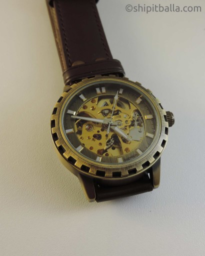 Brass Skeleton Watch Brown
